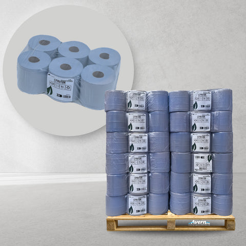 Blue Rolls CentreFeed 150m 2PLY Embossed Wholesale Half Pallet (42 cases)- CFR018