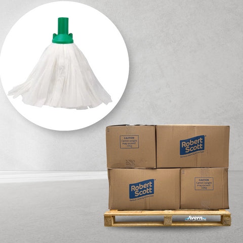 Mop Heads Large Big White 120g (Push Fit) Half Pallet (600 Mops)