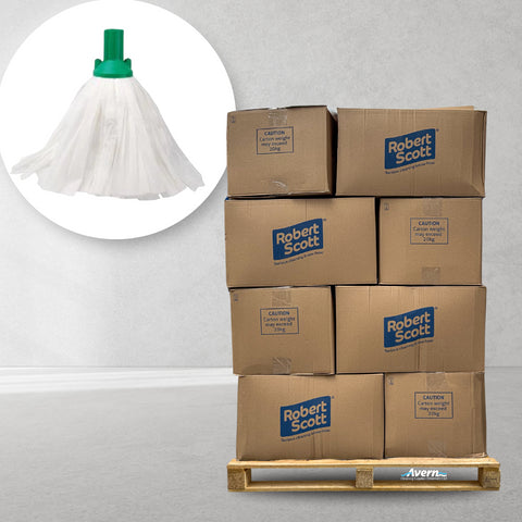 Mop Heads Large Big White 120g (Push Fit) Full Pallet (1200 Mops)