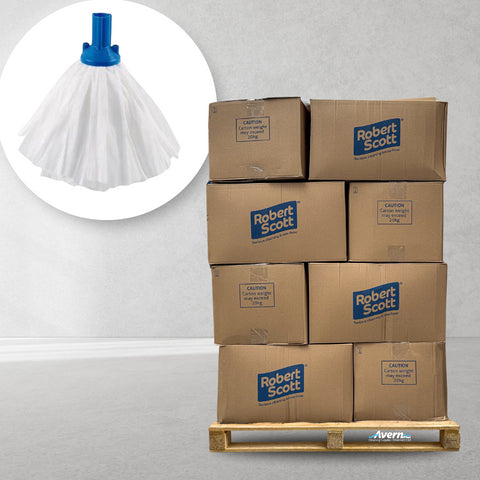 Mop Heads Large Big White 120g (Push Fit) Full Pallet (1200 Mops)