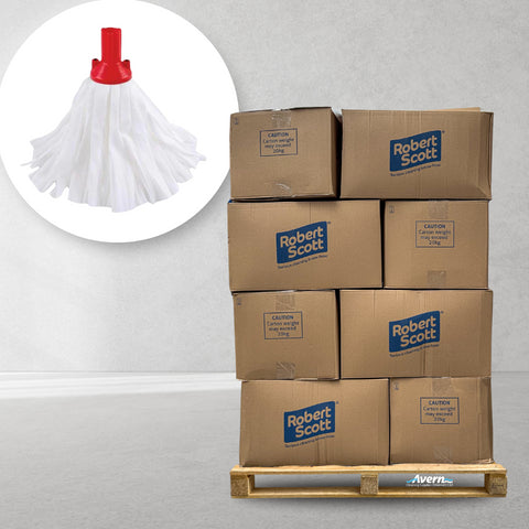 Mop Heads Large Big White 120g (Push Fit) Full Pallet (1200 Mops)