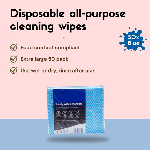 Abbey Handy Wipes Large 42x35cm | Blue 50 Pack