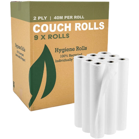 White Couch Rolls 20" (9 Pack) Bed Roll 2PLY 40m x 500mm