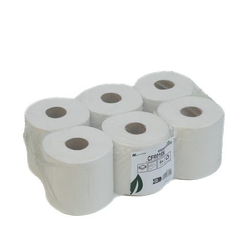 White Centre Feed 2 Ply 150mm x 175mm Embossed (6 pack)- CFR016