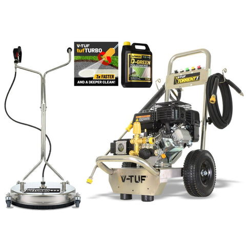 V-TUF TORRENT1-KIT1 7HP Cold Petrol Pressure Washer 190Bar (2755Psi) 13L/Min Patio Bundle