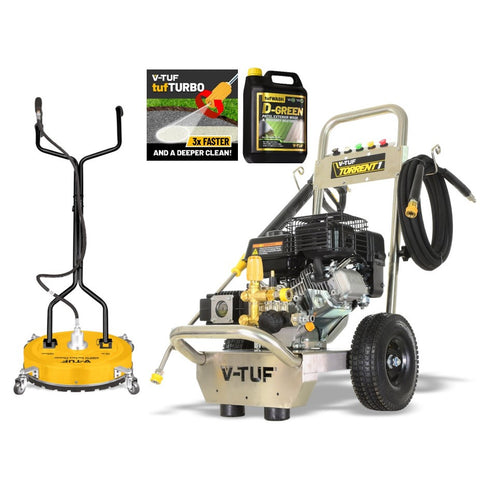 V-TUF TORRENT1-KIT2 7HP Cold Petrol Pressure Washer 190Bar (2755Psi) 13L/Min Patio Bundle