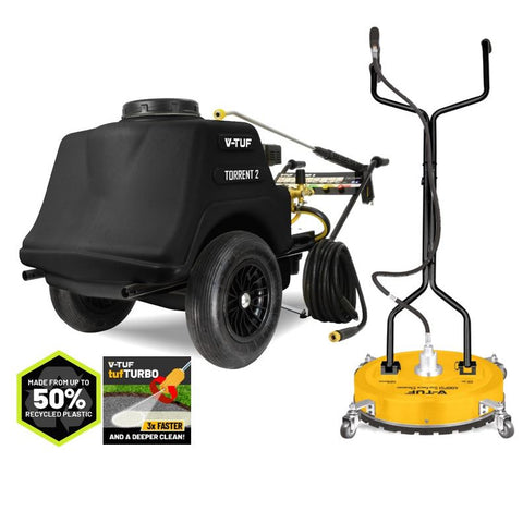 V-TUF TORRENT2-KIT1 7HP Mini-Bowser 150L Petrol Pressure Washer 190Bar (2755Psi) 13L/Min Patio Kit