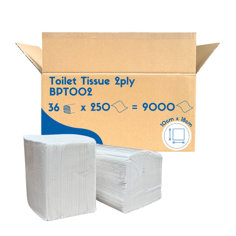 Bulk Pack Toilet Tissue 2ply 36 x 250Sheets (9000)  - BPT002