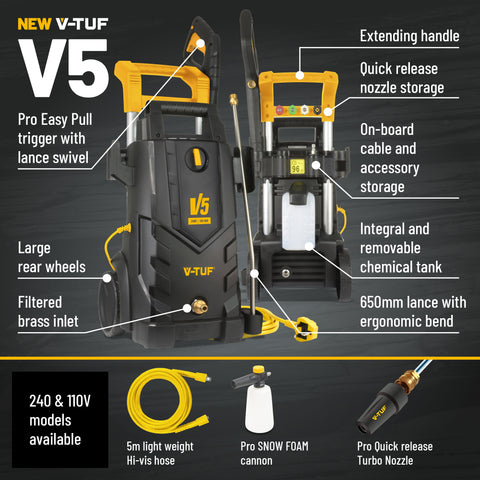 V-TUF V5 Pressure Washer Bundle 165Bar (2400PSI) Patio Bundle