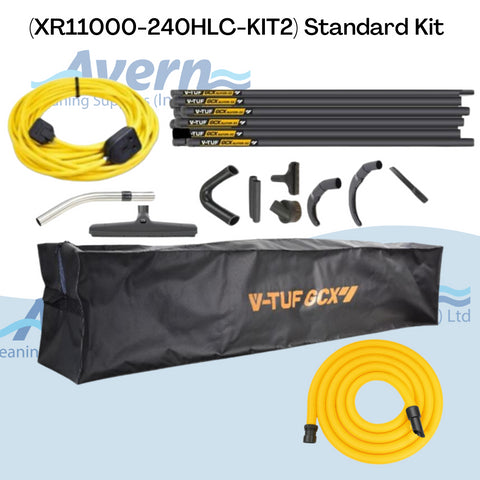 V-TUF XR11000 Wet & Dry Industrial Vacuum 40FT (12m) High Level Cleaning Kit 110L 3300W