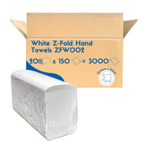 Z Fold White Paper Hand Towels 2ply (3000 Case)