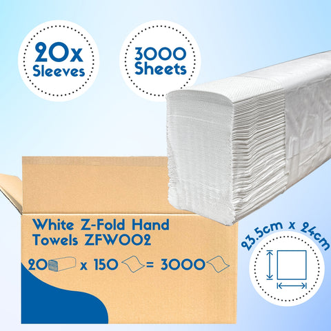 Z Fold White Paper Hand Towels 2ply (3000 Case)