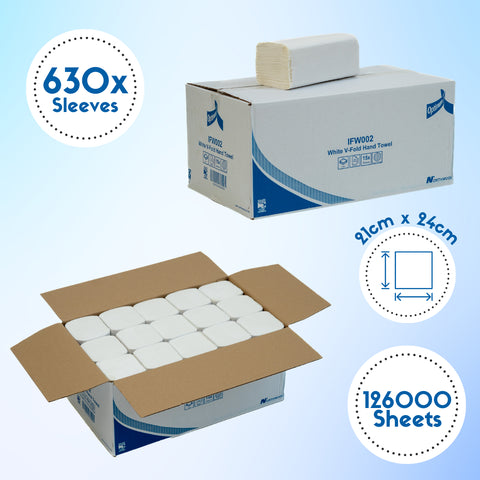 V Fold White Hand Towels Interfold 2ply Wholesale Full Pallet (42 Boxes) - IFW002