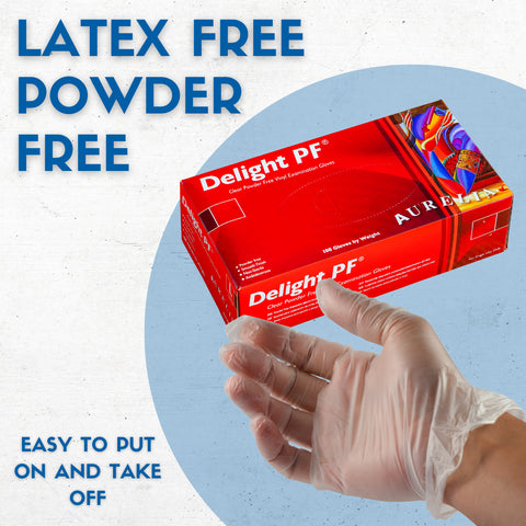 Disposable Clear Vinyl Gloves Powder Free (100 Pack)